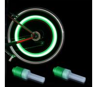 Night Cycling Tire Valve LEDs Motion Activated Safe(Green) | Motion activated glow, auto low-light sensor, bright LED visibility, red green multi-color, 2-pack set