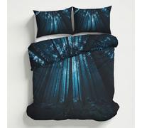 Night Dark Forest Duvet Cover Double Size, Reversible Print Design, 3 Pcs Trees Moonlight Botanical Horror Bedding Set, Soft Microfibre Quilt Cover with 2 Pillowcases, Zip HS1d