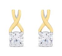 Night & Day Silver And 9ct Gold Kiss CZ Earrings - G9962