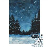 Night Drive in The Woods 1000-Piece Puzzle for Adults, 70x50cm/1000pcs; A Weekend Activity at Your Own Pace; White Cardboard for Simple Sorting