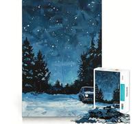 Night Drive in The Woods Puzzles for Teenagers 1000 Pieces Brain Workout Toy Cozy Relax Image Assembly Warm Surprise (38x26cm)