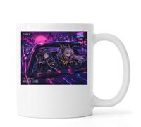 Night Drive Through Neon City Ceramic Tea Coffee Mug White