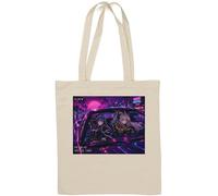 Night Drive Through Neon City Natural Cotton Tote Bag White