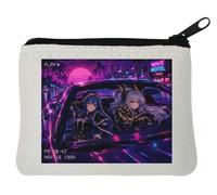 Night Drive Through Neon City Neoprene Coin Purse Pouch 10x11cm White