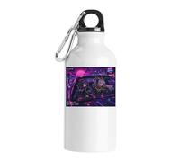 Night Drive Through Neon City Tourist Water Bottle White