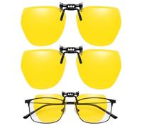 Night Driving Glasses, 2 Pcs Anti Glare Night Driving Glasses, Polarized HD Vision Clip On Sunglasses, Polarised HD Yellow Lens for Night Vision & Headlight Glare Reduction For Driving, Fishing