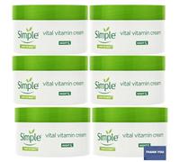 Night Face Cream Bundle Constains Simple Kind to Skin Vital Vitamin Cream, 50ml (Pack of 6) - Hydrating & Nourishing Nighttime Moisturizer for All Skin Types