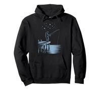 Night Fishing Under Stars On Quiet Lake Dock Pullover Hoodie