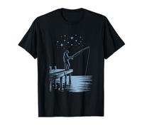 Night Fishing Under Stars On Quiet Lake Dock T-Shirt