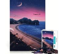 Night Flight Over The Coast 1000 Pieces Jigsaw Puzzles for Adults Mind Skill Toy Easy Leisure Design Assembly Seasonal Gift (38x26cm)