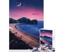 Night Flight Over The Coast Puzzles for Adults 1000 Puzzles Great Gifts for Games Precision Cutting DIY Toys for And from 14 Years And over (38x52cm)