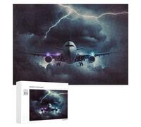 Night Flight Through Stormy Skies Illustrated Jigsaw Puzzle for Adults, 300 PCS