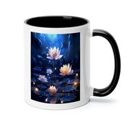 Night Flowers Ceramic Coffee Mug with Handle 11 Ounces, Porcelain Mug Coffee Cup Tea Mug Water Cup Ideal for Coffee,Tea,Latte,Cappuccino,Microwave & Dishwasher Safe Unique Gift Cup