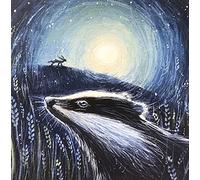 Night Foraging by Hannah Willow - UK Made Greetings Card - A Badger in A Cornfield Setting - Birthday Card