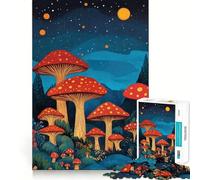 Night Forest Mushrooms 1000 Piece Jigsaw Puzzle for Adults Smart Game Soothing Fun Pattern Assembly Stylish Gift (38x26cm)