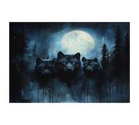 Night Forest Wolves Placemats, Set of 6 Table Mats for Dining Tables, 12×18 Inches Anti-Skid Heat Resistant Kitchen Table Place Mats
