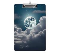 Night Full Moon Clipboard, A4 Acrylic Clipboard with Hanging Hole, Ultra-Light Clip Board - Holds 100 Sheets, Shatterproof Document Holder for Office, 12.5" X 8.5"