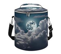 Night Full Moon Lunch Bag, 15L Portable Leakproof Picnic Basket with Shoulder Strap, Insulated Picnic Cooler Bag for Camping, Beach, Hiking & Groceries
