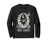 Night Garden Moth Moon Floral Wreath Celestial Botanical Na Long Sleeve T-Shirt