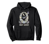 Night Garden Moth Moon Floral Wreath Celestial Botanical Na Pullover Hoodie