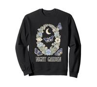 Night Garden Moth Moon Floral Wreath Celestial Botanical Na Sweatshirt