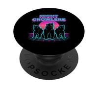 Night Growlers Bears Retrowave Synthwave 80s Grizzly PopSockets Adhesive PopGrip