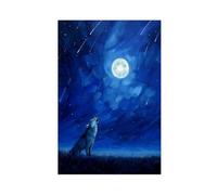 Night Howl Wolf Moon Canvas Poster Bedroom Decor Landscape Office Room Decor Gift 12x18inch(30x45cm)