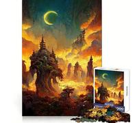 Night in A Fantasy Land 1000 Piece Jigsaw Puzzles for Adults Brain Workout Toy Peaceful Fun Art Assembly Fine Art Piece (38x26cm)