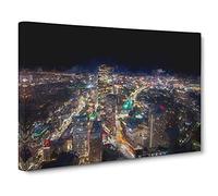 Night in Boston Massachusetts in Abstract Canvas Print for Living Room Bedroom Home Office Décor, Wall Art Picture Ready to Hang, 30 x 20 Inch (76 x 50 cm)