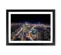 Night in Boston Massachusetts in Abstract Framed Print | A2 Black Framed Wall Art | Ready to Hang | Abstract Fantasy Picture | Living Room Bedroom Lounge Office