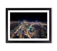 Night In Boston Massachusetts In Abstract Modern Art Framed Wall Art Print, Ready to Hang Picture for Living Room Bedroom Home Office Décor, Black A3 (46 x 34 cm)