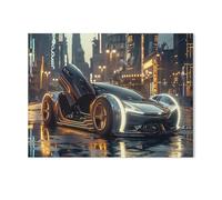 Night in the city - futuristic car with scissor doors，Puzzles 1000 Piece, Teens Boys Girls Puzzles Sturdy Tight Fitting Pieces,Letters On Back for Ideal Challenging And Gift（38x26cm）-AG75