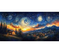 Night in The Countryside Diamond Painting Kits for Adults & Kids 5D Full Drill Round Diamond Art Craft DIY Gem Art Painting by Numbers for Home Wall Decor Beginner Stress Relief Gift 100 x 200cm A470