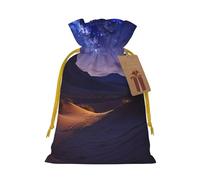 Night in the desert Christmas Gift Bags with Tags & Ribbon Ties, Xmas Drawstring Candy Treat Bag Christmas Gifts Sacks Reusable Gift Wrapping Bags for Holiday Party Favors Medium