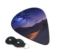Night in the desert Guitar Picks 6 Pcs, 0.46mm Thickness Celluloid Plectrum with Leather Picks Holder, Personalized Guitar Pick for Bass Electric Acoustic Guitars Lovers Gift