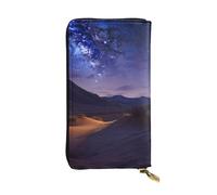Night in the desert Leather Wallets for Women Men, RFID Blocking Large Capacity Credit Card Holder with Zipper Ladies Phone Clutch Handbag Travel Purse Gifts for Birthday