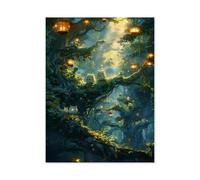 Night in the Forest - Forest Spirits in Anime Style，Jigsaw Puzzles Puzzles for Adults Kids. 1000 Piece Impossible Challenge Toy Educational Game Home Decoration （38x26cm）-AA78