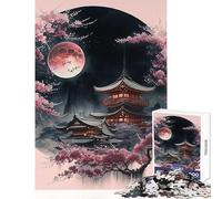 Night Japan House Jigsaw Puzzles 1000 Pieces for Adults Peaceful Calm Stress Relief Mindful Peaceful Leisure Game (38X52cm)