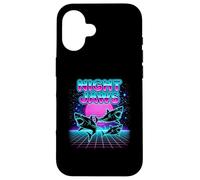Night Jaws Retrowave Synthwave 80s Shark Cosmic Case for iPhone 16