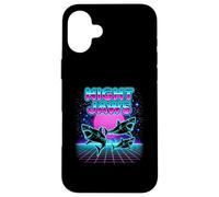 Night Jaws Retrowave Synthwave 80s Shark Cosmic Case for iPhone 16 Plus