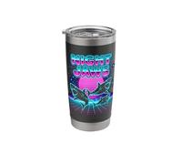 Night Jaws Retrowave Synthwave 80s Shark Cosmic Stainless Steel Insulated Tumbler