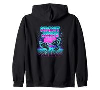 Night Jaws Retrowave Synthwave 80s Shark Cosmic Zip Hoodie