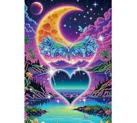 Night Lakeside Partial DIY 5D Special Shaped Drill Diamond Painting Kit 30x40cm