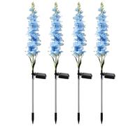Night Lamp,4Pcs Delphinium Solar Garden Lights IP65 Waterproof Outdoor Solar Flowers Lights Colorful/Warm Light Outdoor Solar Delphinium LED Light for Yard Patio Decor and Gift for Mother (Red(Blue Co