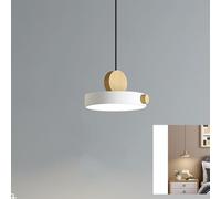 Night Lamp For Bedroom 12W LED Dimmable 3000k/4000k/6000k, Industrial Pendant Light Vintage Retro Modern Lighting Restaurant Living Room Kitchen Bar Hallway Φ200mm (Wh