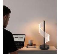Night Lamp For Bedroom Bedside, 6W LED 3 Adjustable Color Temperatures (3000K/4000k/6000k), Metal Acrylic Table, Modern Minimalist Light (Black)