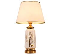 Night Lamp For Bedroom Bedside, Ceramic Desk, with Copper Base, 1x E27 Max. 60W, Metal/Ceramic/Fabric/Brass, Bulb Not Included