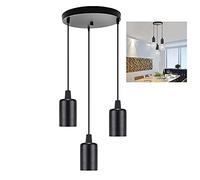 Night Lamp For Bedroom Black Metal Pendant Light 25CM Bracket, Modern Simplicity Ceiling Light, Industrial Pendant With 3 E27 Sockets, Dining Table, Dining Room Hallwa