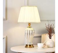 Night Lamp For Bedroom E27 Modern Table Living Room Bedside Simple and Warm Ceramic Decorative Table (Bulb Not Included) (White)