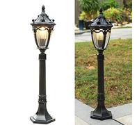 Night Lamp For Bedroom Floor Outdoor Bollard Light in Black in Rustic Style 1xE27 IP55 Garden and Balcony Candelabra Light Fixture（Bulb Not Included）